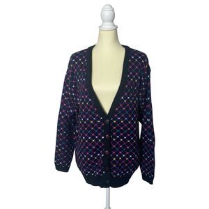 Vintage Vanderbilt 80's-90's Colorful Button Front Cardigan Sweater Womens Large